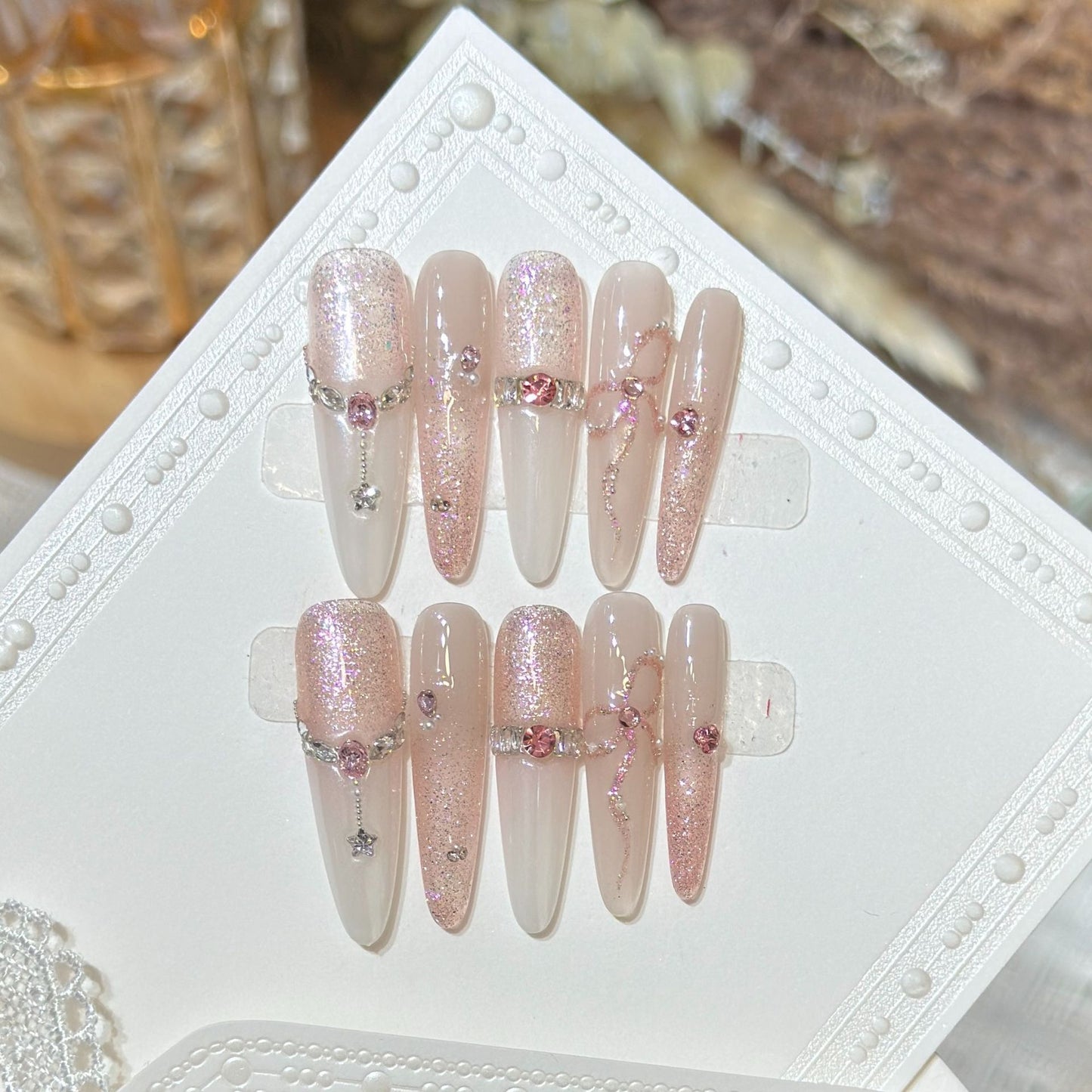 Pink Glitter Bow Crystal