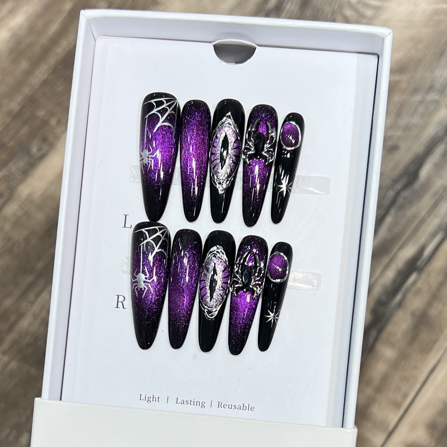 Black Cat Eye Spider Web Hand-Painted