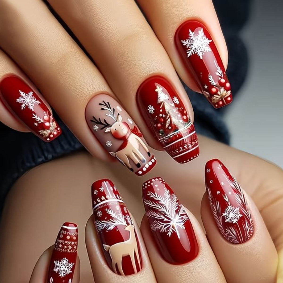 Red Floral Christmas Snowflake