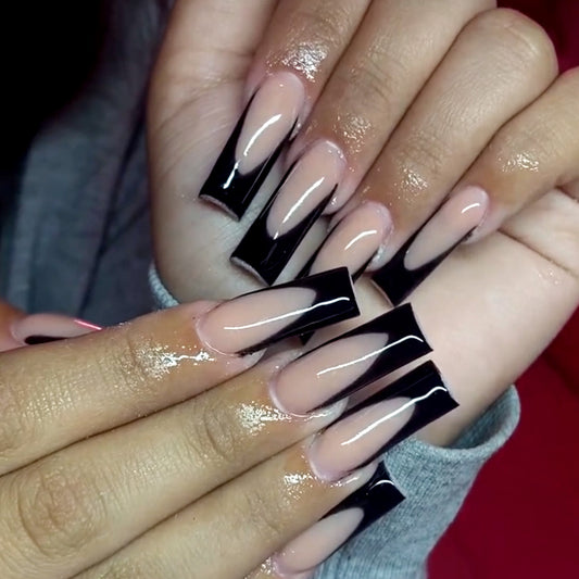 Black French Press-On Nails