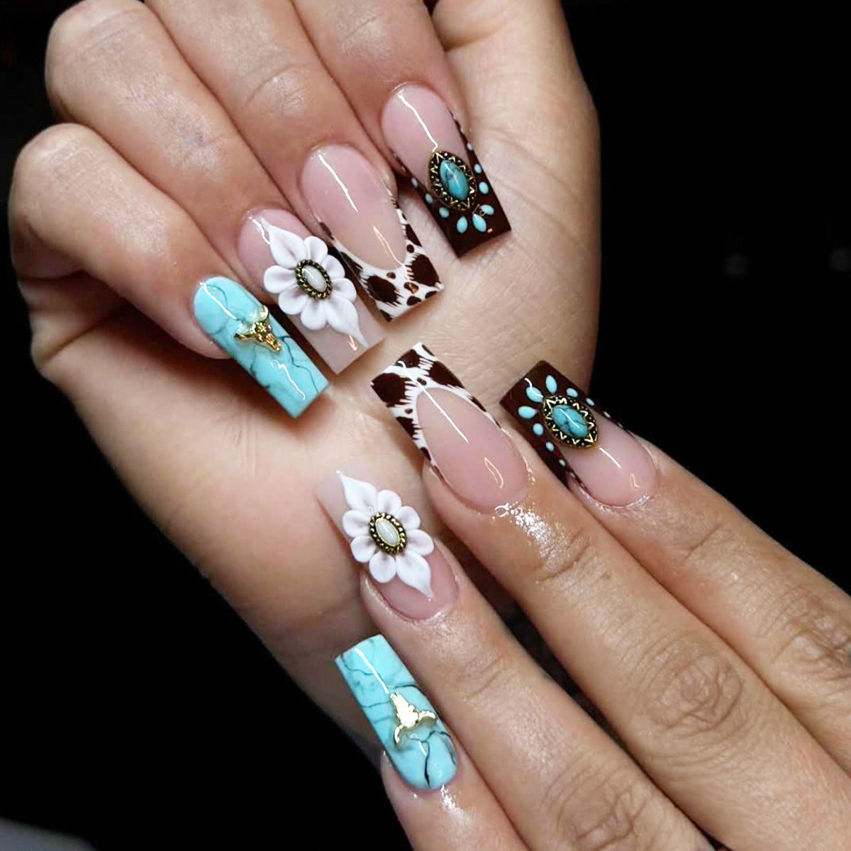 Green French Press-On Nails
