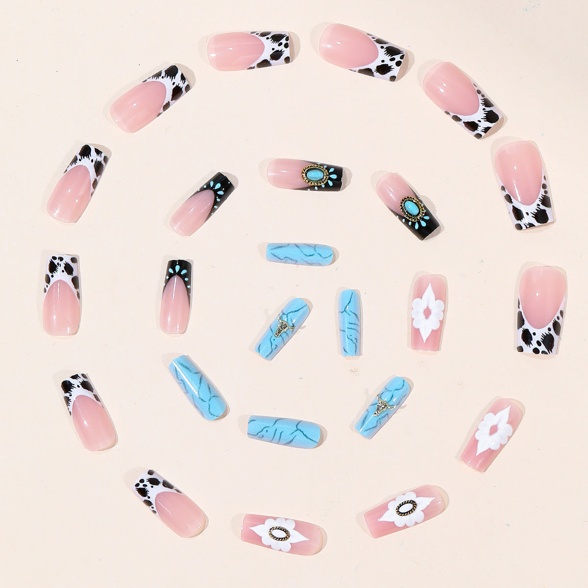 Green French Press-On Nails