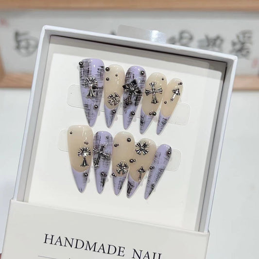 Purple French Press-On Nails