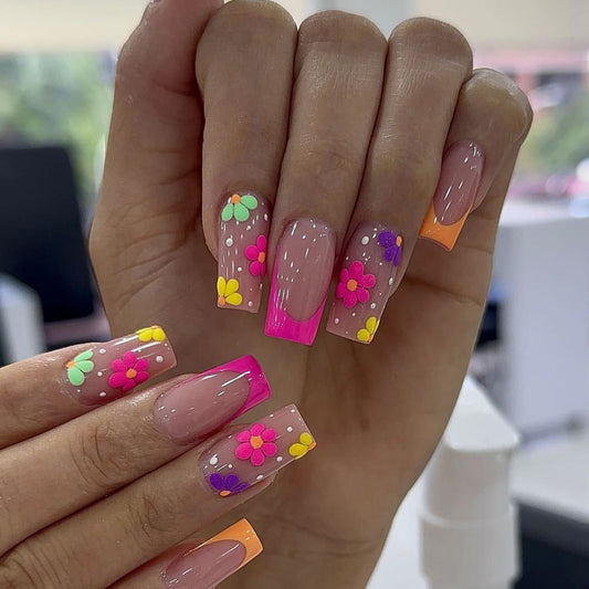 French Floral Press-On Nails