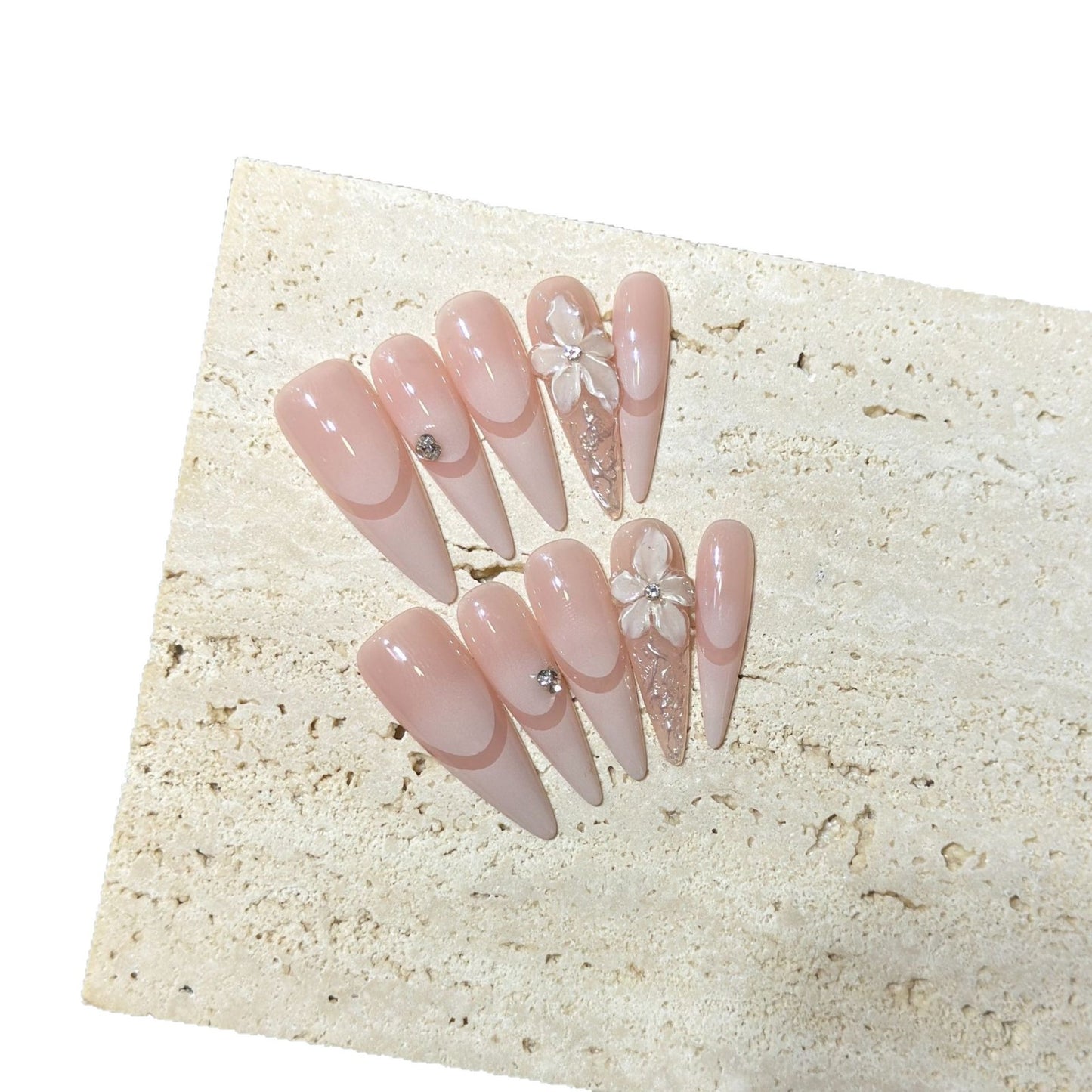 Nude Jelly Gradient French Floral