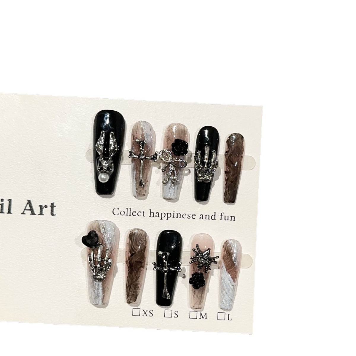 Dark Gothic Long Coffin press-on nails — additional styling view