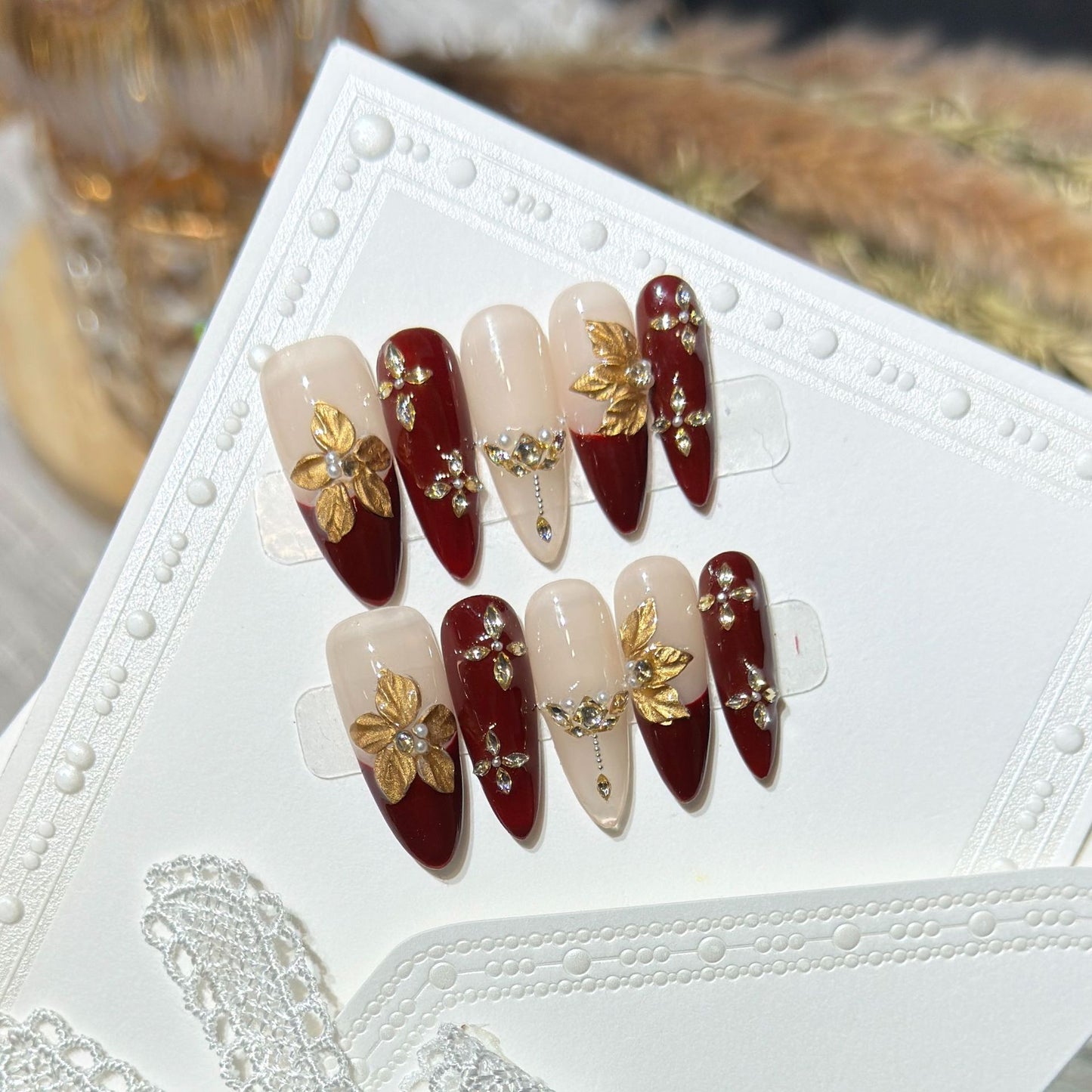 Red French Floral Crystal
