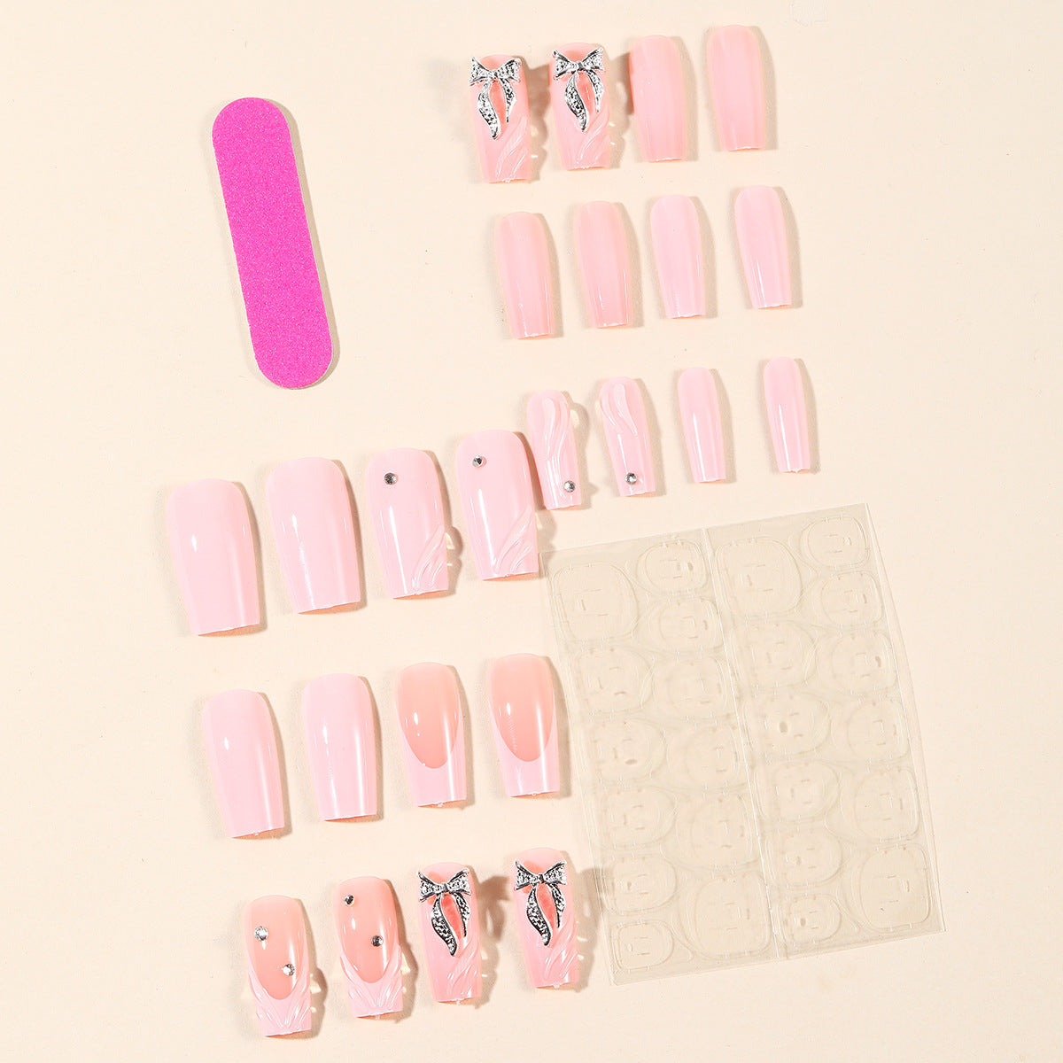 Pink French Bow Marble 3D