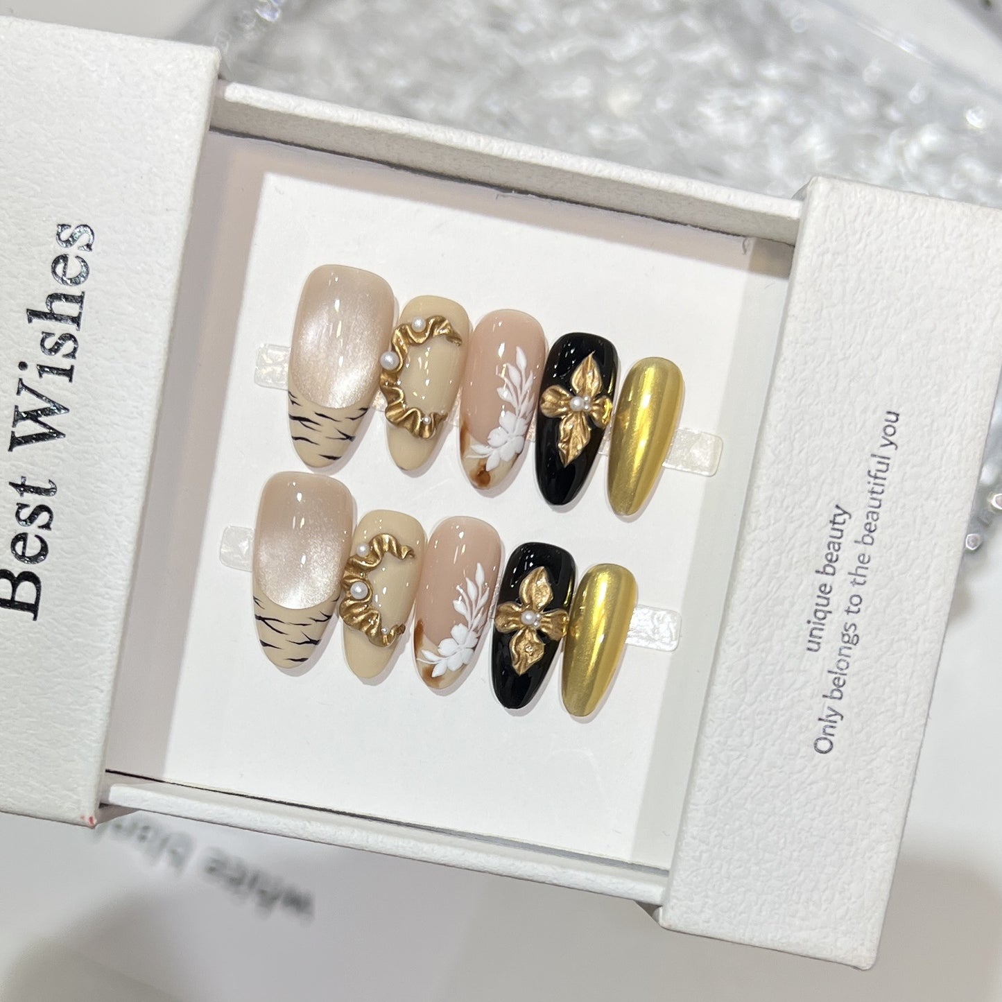 Gold Cat Eye Floral Hand-Painted