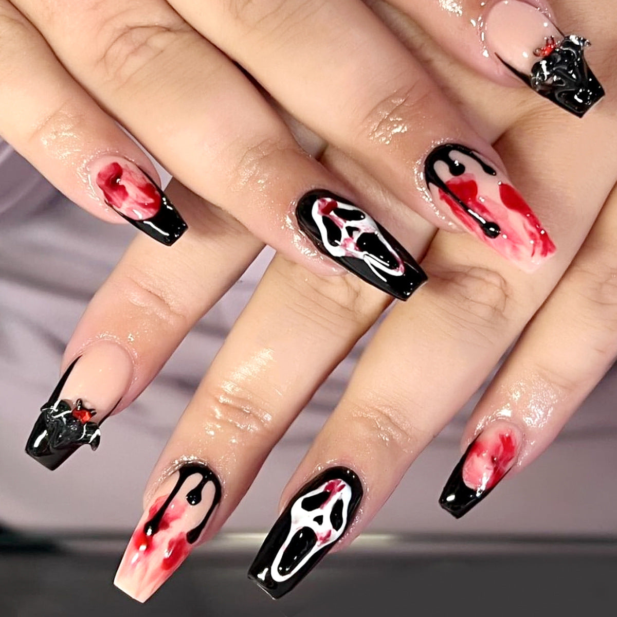 Black Halloween Press-On Nails