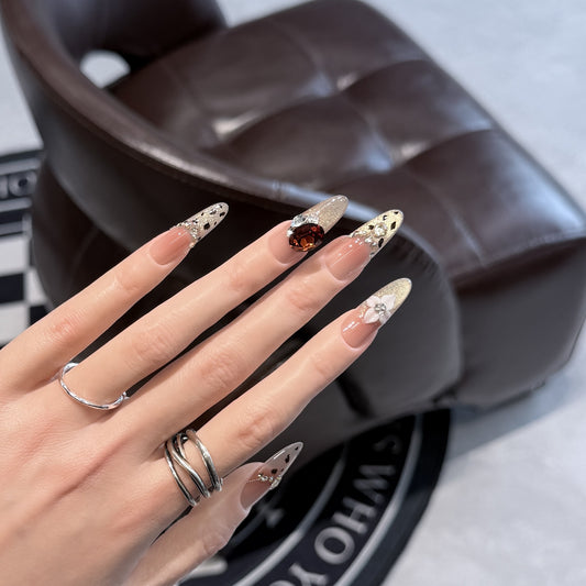 Gold Cat Eye French Leopard Floral