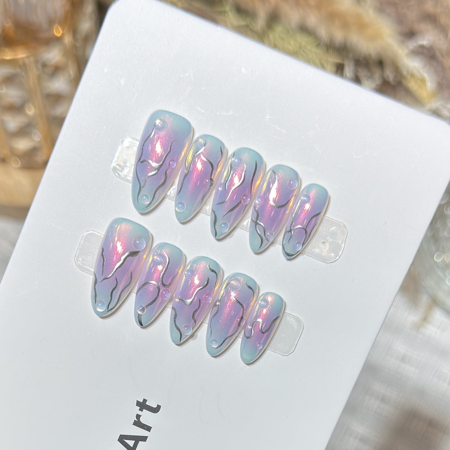 Aurora Hand-Painted Press-On Nails
