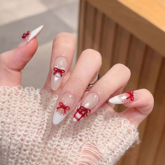 White Cat Eye French Bow