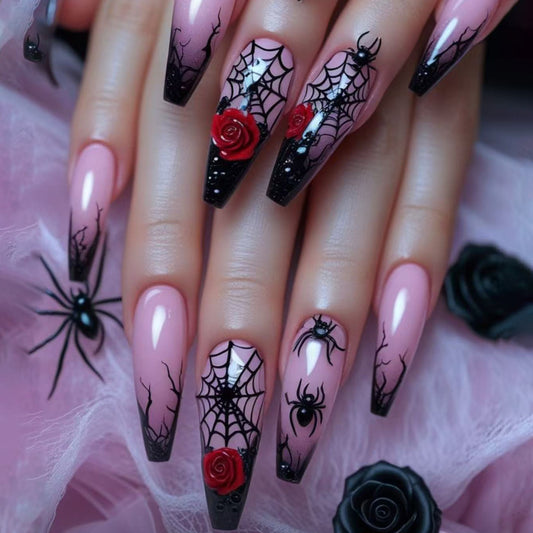 Black Floral Spider Web Rose