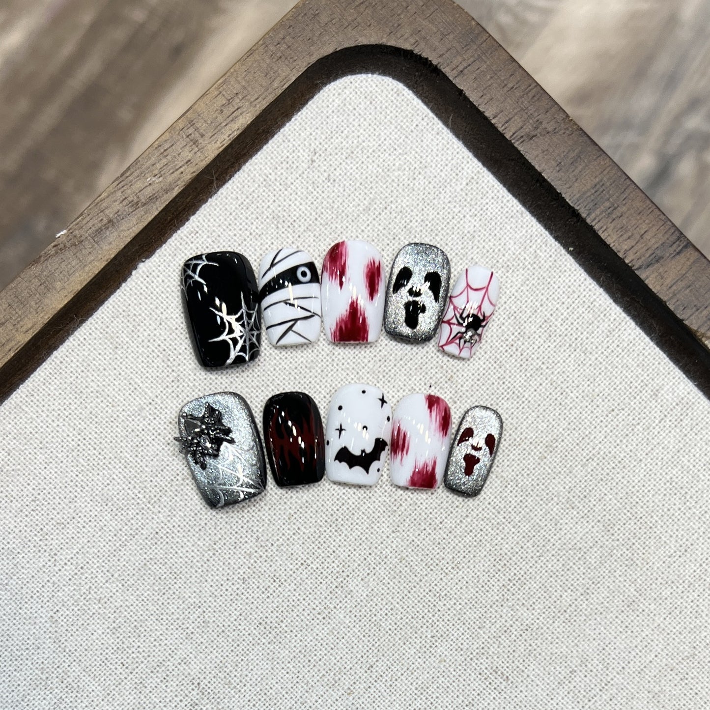 Black Hand-Painted Press-On Nails