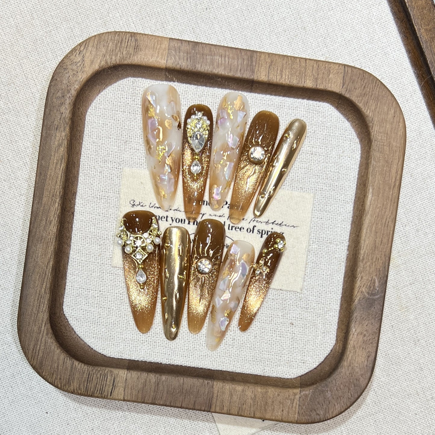 Gold Cat Eye Crystal Hand-Painted