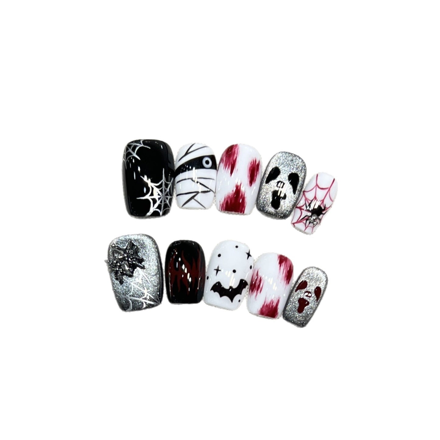 Black Hand-Painted Press-On Nails