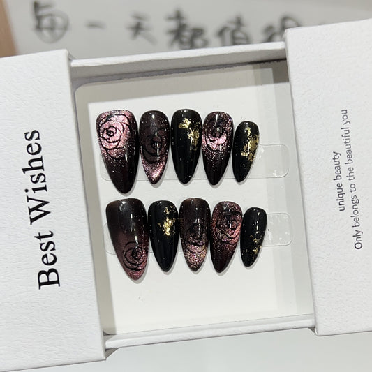 Rose Cat Eye Gradient French Floral