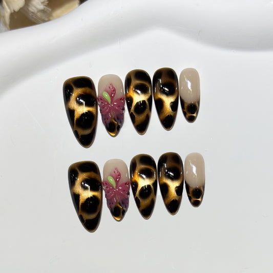 Gold Cat Eye Leopard Floral