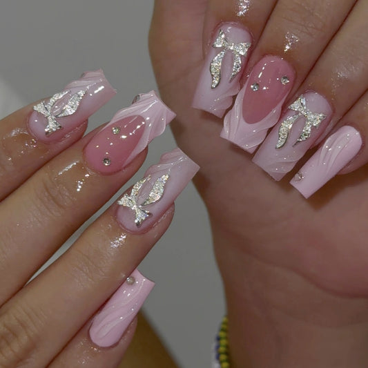 Pink French Bow Marble 3D