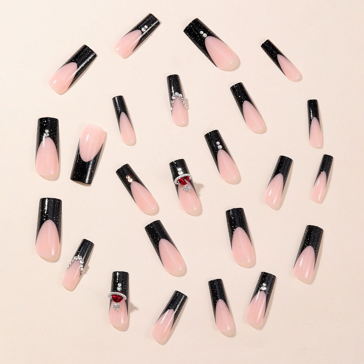 Black French Press-On Nails