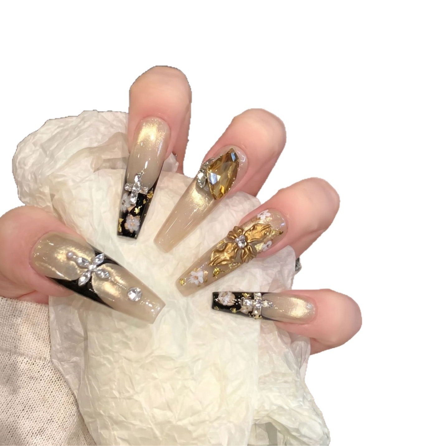Gold Floral Crystal Hand-Painted