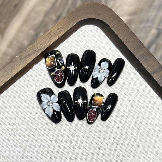 Black Cat Eye Floral 3D