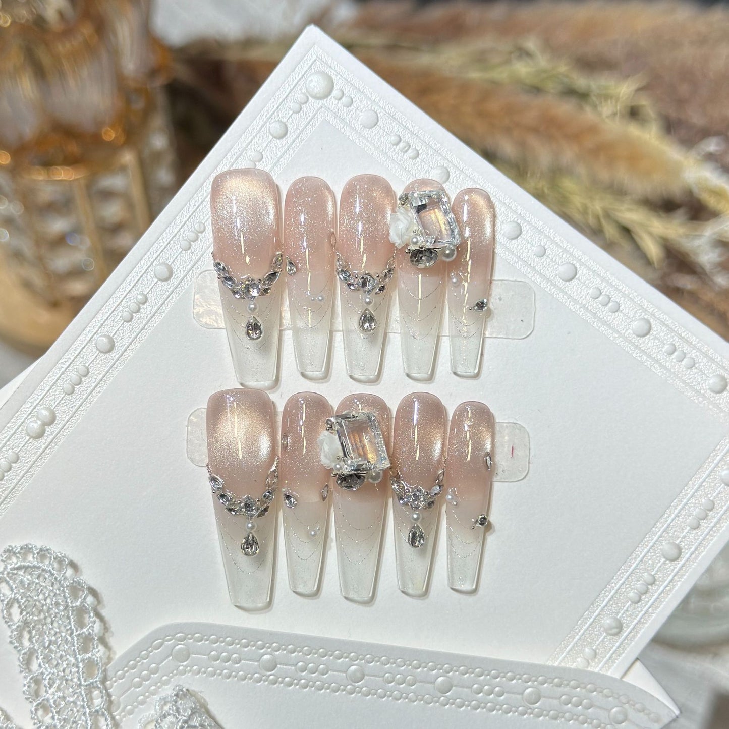 White Cat Eye French Crystal
