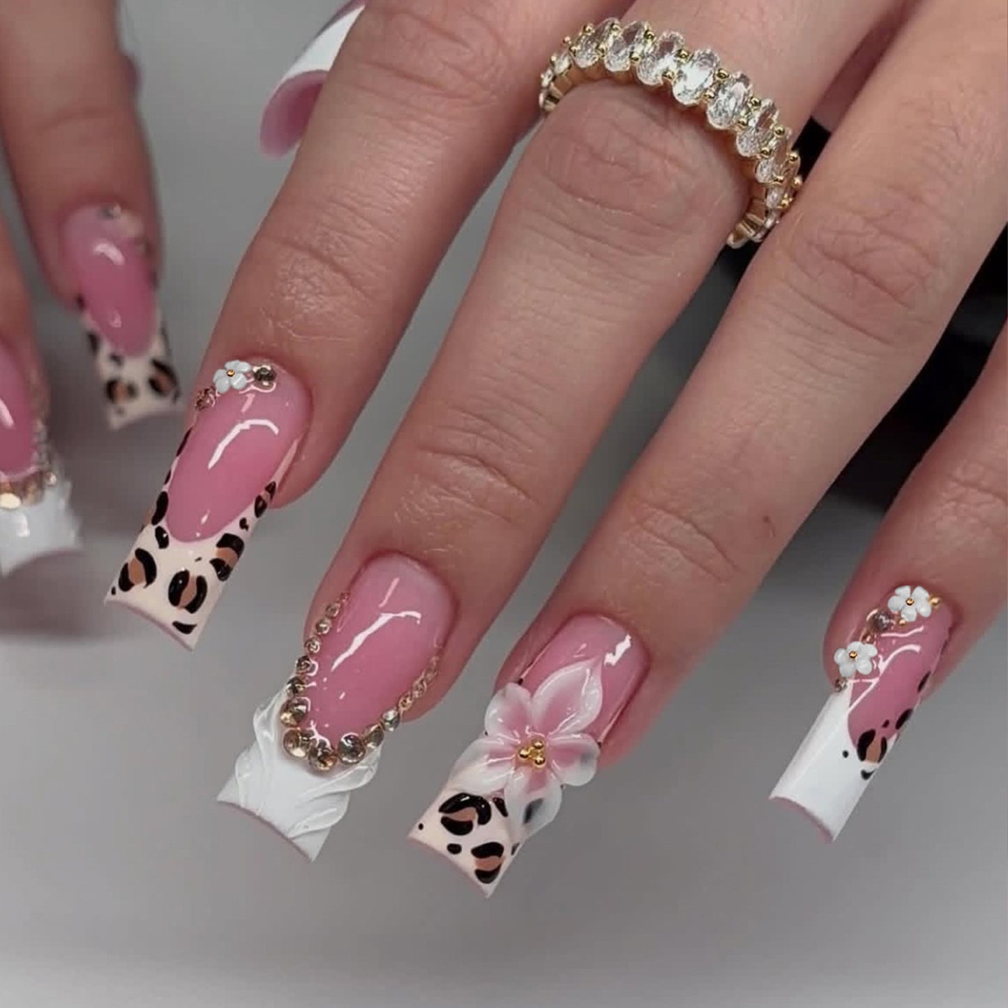 White French Leopard Floral 3D