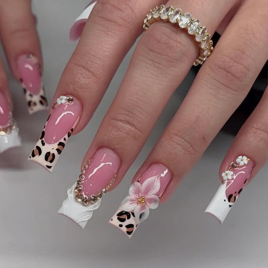 White French Leopard Floral 3D