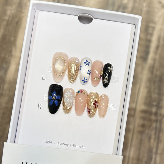 Cat Eye Chrome Floral Crystal Hand-Painted