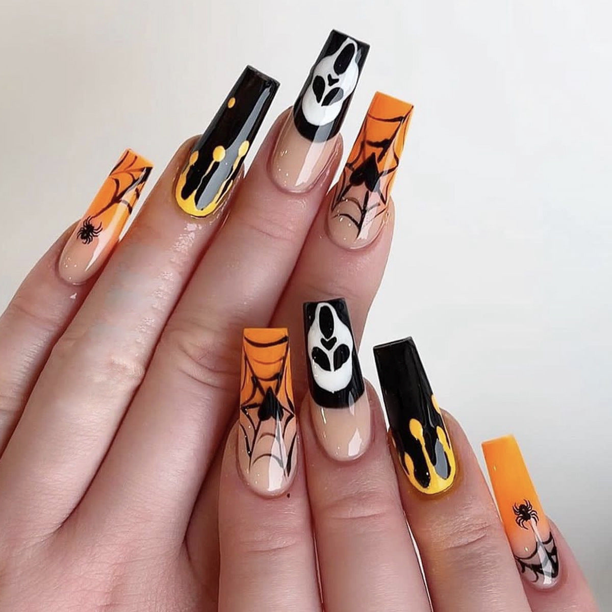 Orange Heart Halloween Spider Web