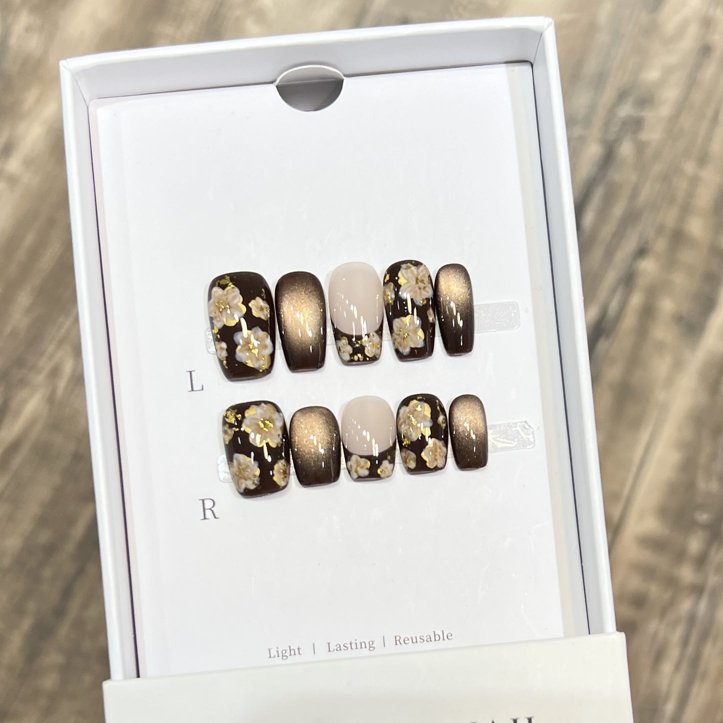 Gold Cat Eye French Floral Hand-Painted
