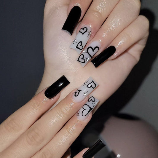 White Heart Press-On Nails