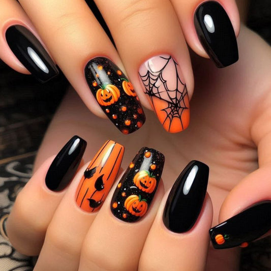 Black Gradient Spider Web Pumpkin