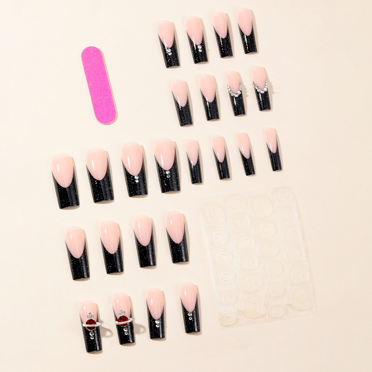 Black French Press-On Nails