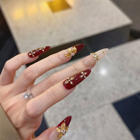 Red French Floral Crystal