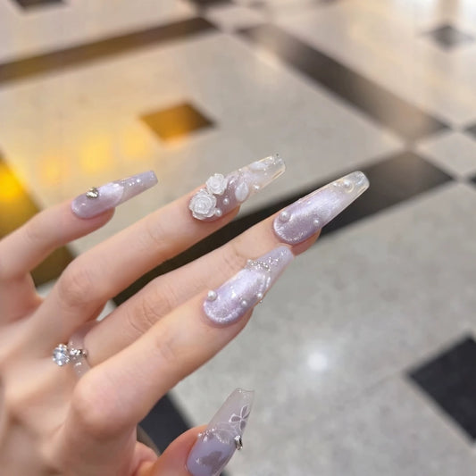 Purple Cat Eye Glazed French Butterfly