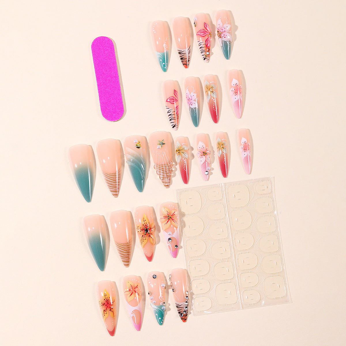 Gradient French Floral Pearl 3D