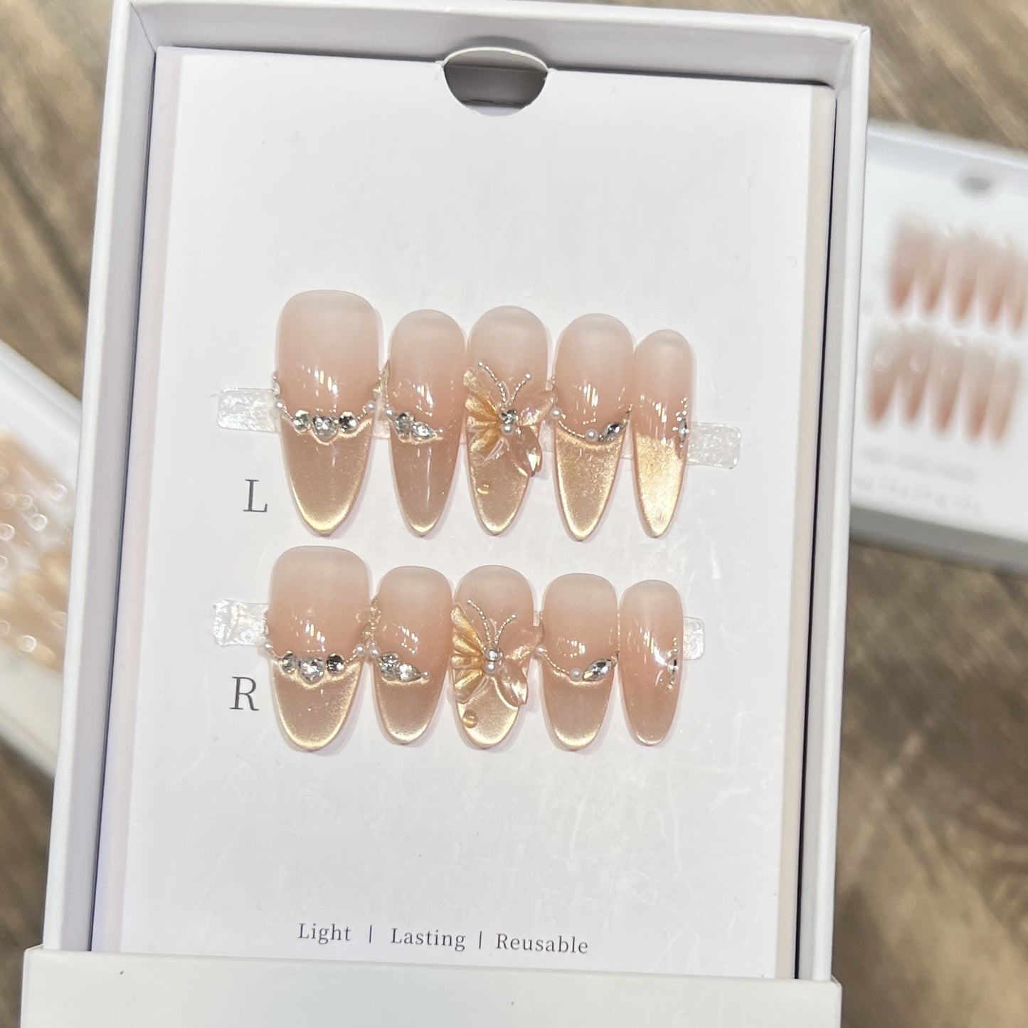 Gold Cat Eye Jelly French Butterfly Crystal