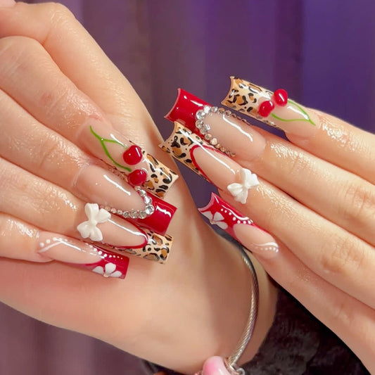 Red Coffin French Leopard Bow