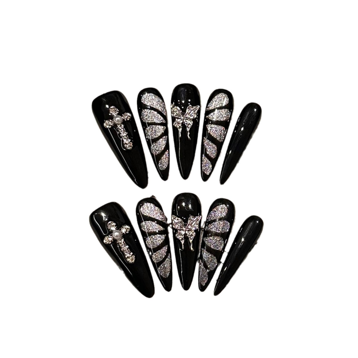 Break Free Long Stiletto Cat Eye — packaging with nail file, jelly tabs and glue