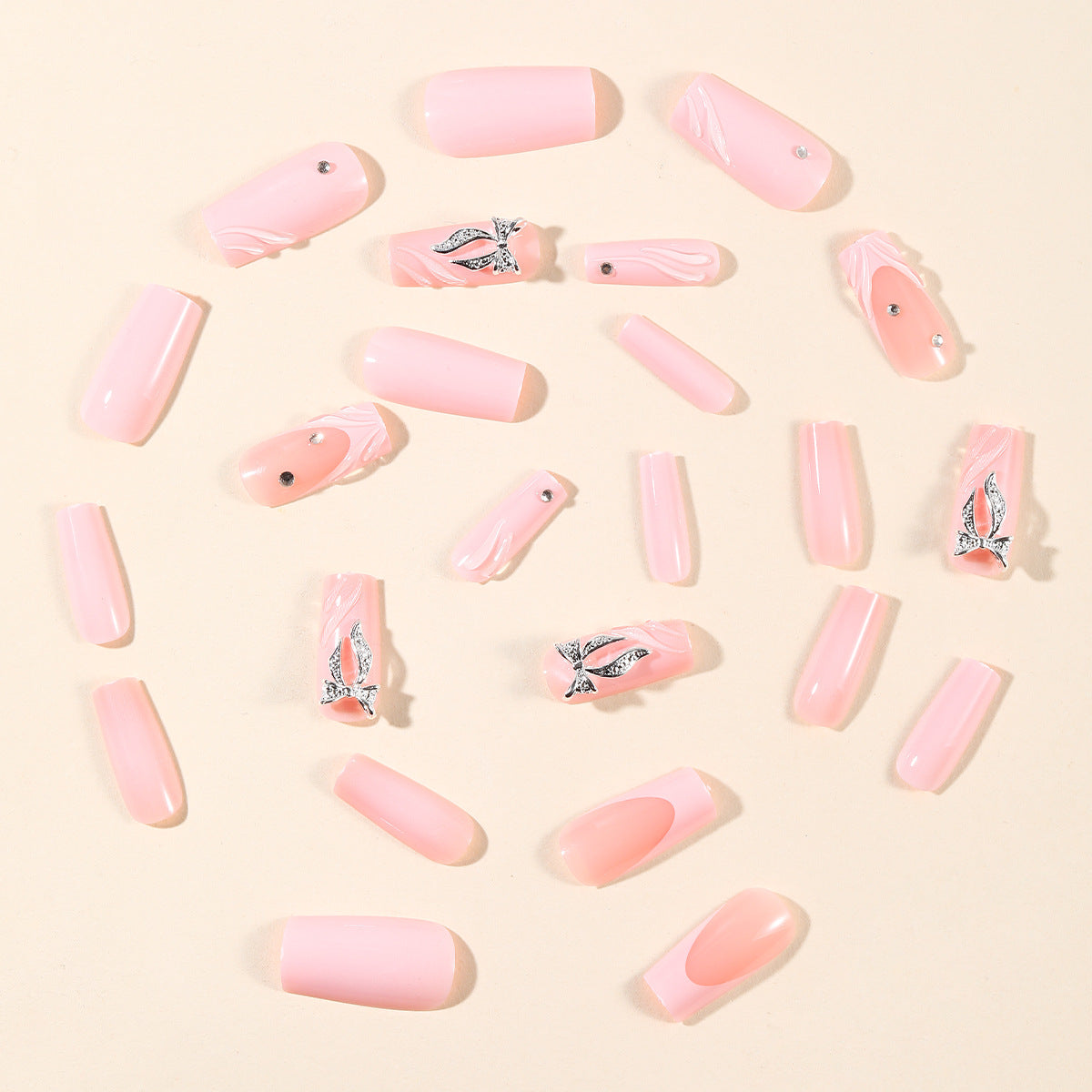 Pink French Bow Marble 3D