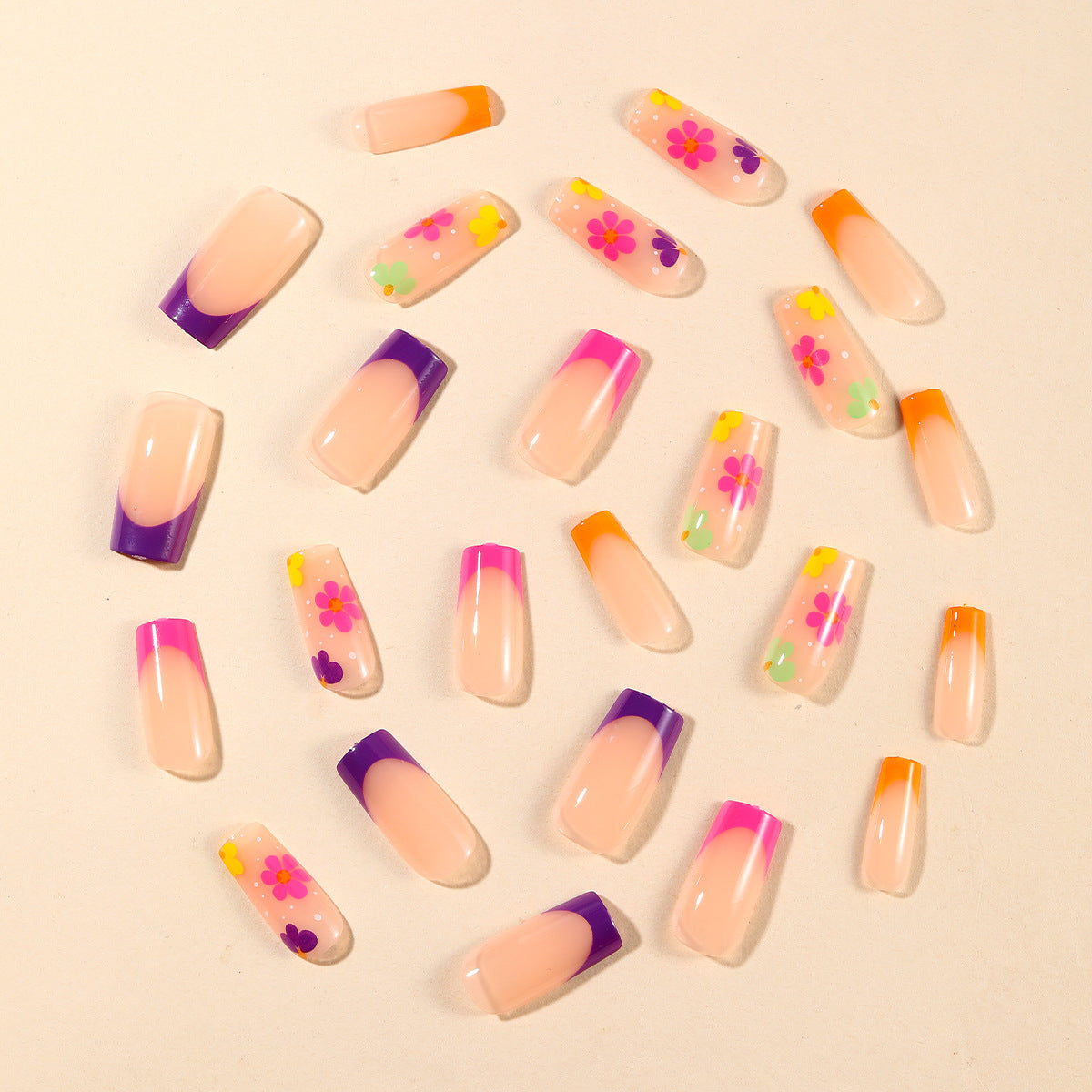 French Floral Press-On Nails
