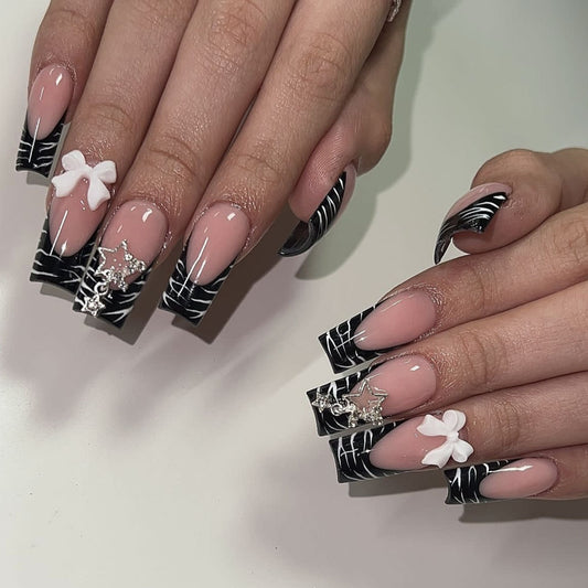 White French Bow Zebra Stars