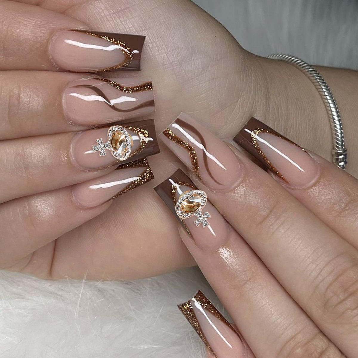 Brown French Press-On Nails