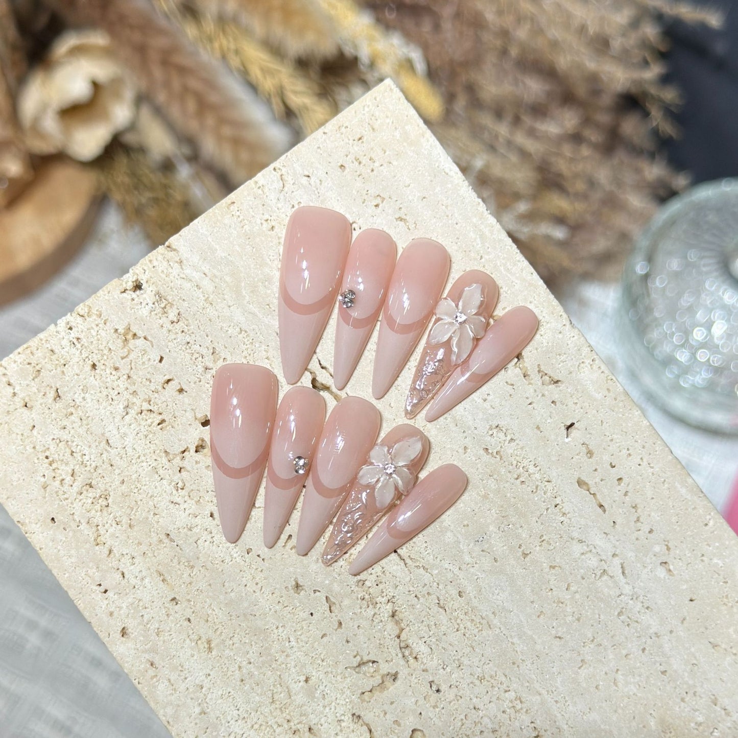 Nude Jelly Gradient French Floral