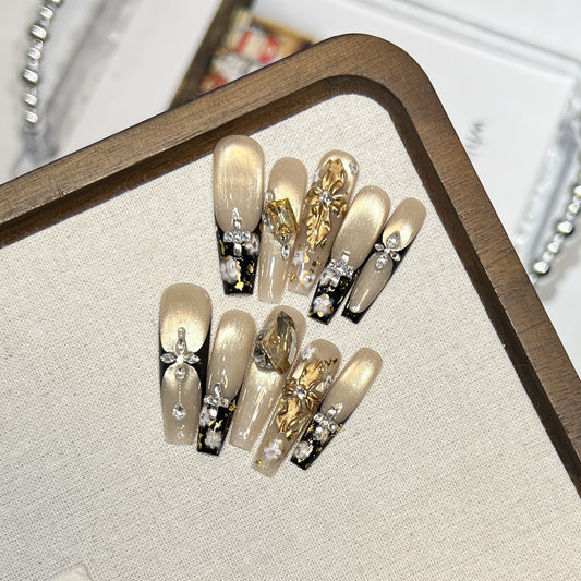 Gold Floral Crystal Hand-Painted