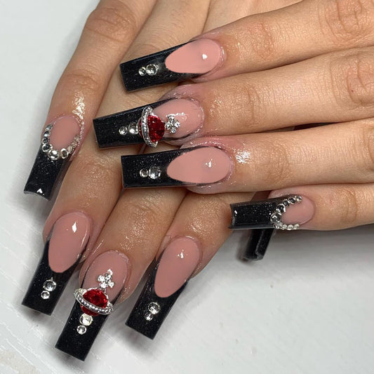 Black French Press-On Nails