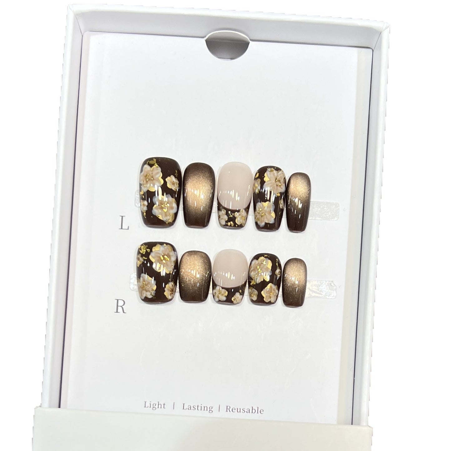 Gold Cat Eye French Floral Hand-Painted